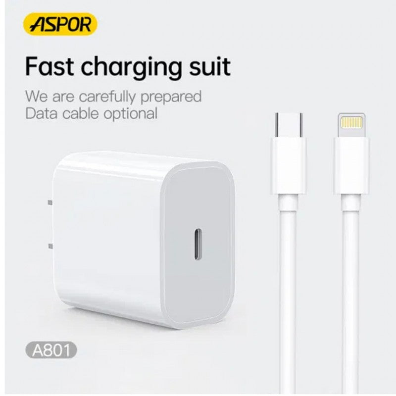 ASPOR A801 New 20W Fast Charging US PIN Quick Charge Charger For Mobile Phone
