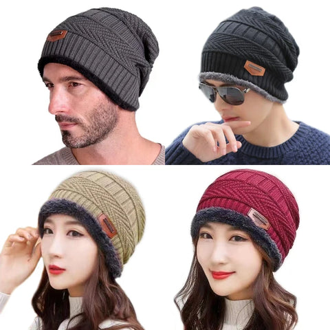 Woolen Cap with Muffler For Men's And Women's Fashion Hat with Neck Scarf Winter 2023- Multi-colors