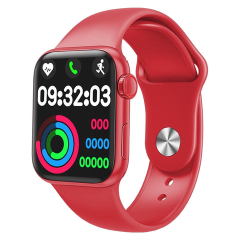 HW12 Smart Watch 40mm Full Screen With Rotating Key Heart Rate Monitor Fitness Tracker BT Make Calls -Red