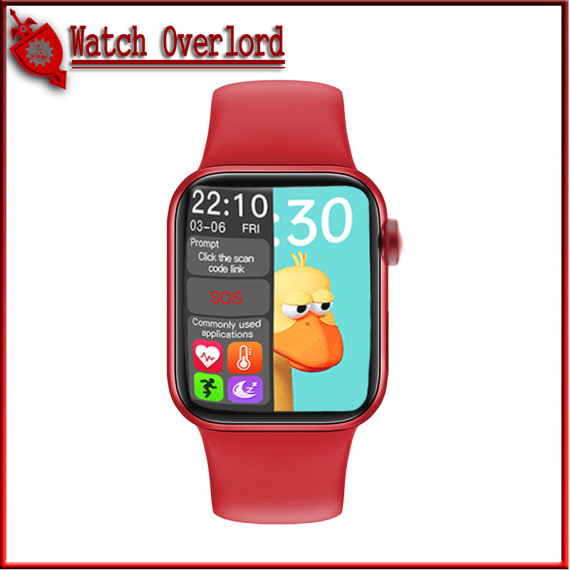HW12 Smart Watch 40mm Full Screen With Rotating Key Heart Rate Monitor Fitness Tracker BT Make Calls -Red