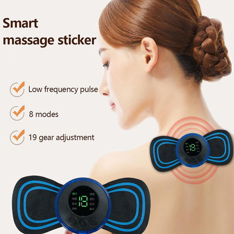 Portable Butterfly EMS Electric Massager 8 Mode Muscle Stimulator Relief Pain