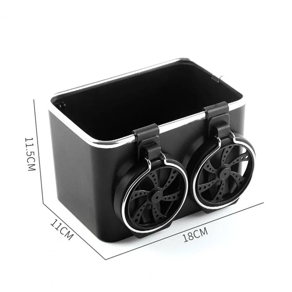 Universal Multifunctional Car Armrest Storage Box Cup Holder with Tissue Box - Black