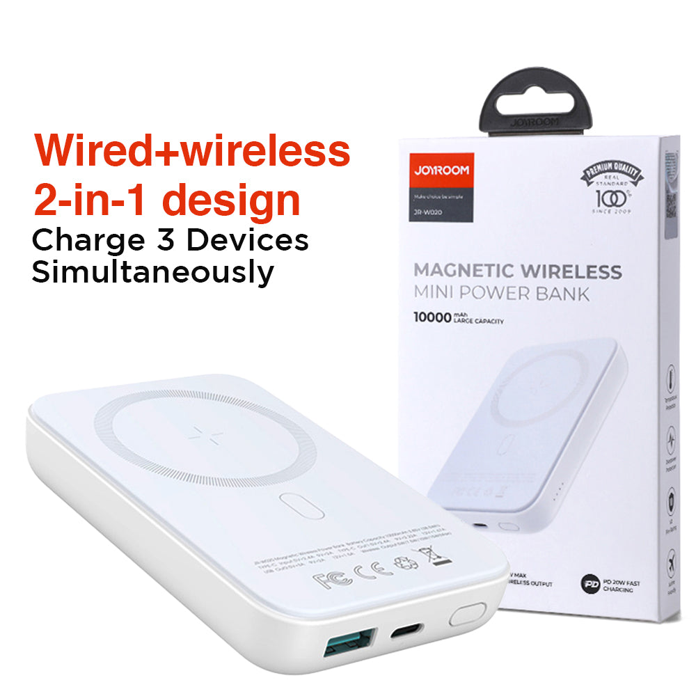Joyroom Jr-W020 Magnetic Wired + Wireless 2-In-1 Design Wireless Power Bank 10000mah
