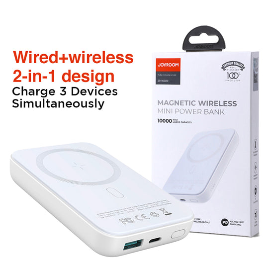 Joyroom Jr-W020 Magnetic Wired + Wireless 2-In-1 Design Wireless Power Bank 10000mah