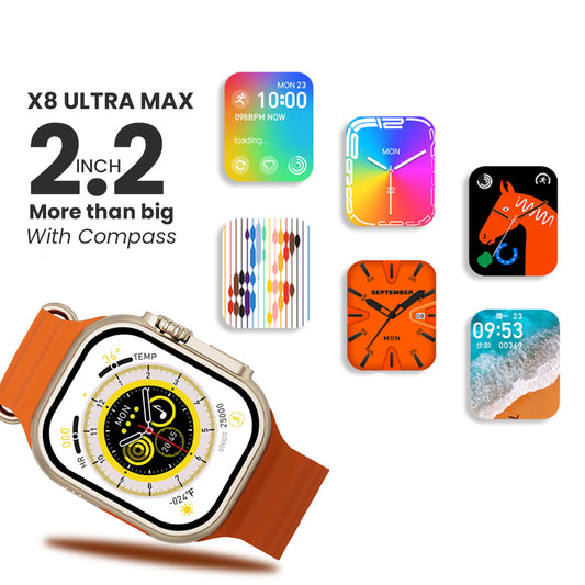 2.2 Inch X8 Ultra Max With Compass Smart Watch Series 8 Nfc Always-On Display & Wireless Charging