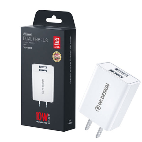 Remax Wk Dual Usb Fast Mobile Charger Wp-U119 Us Pin- 10W