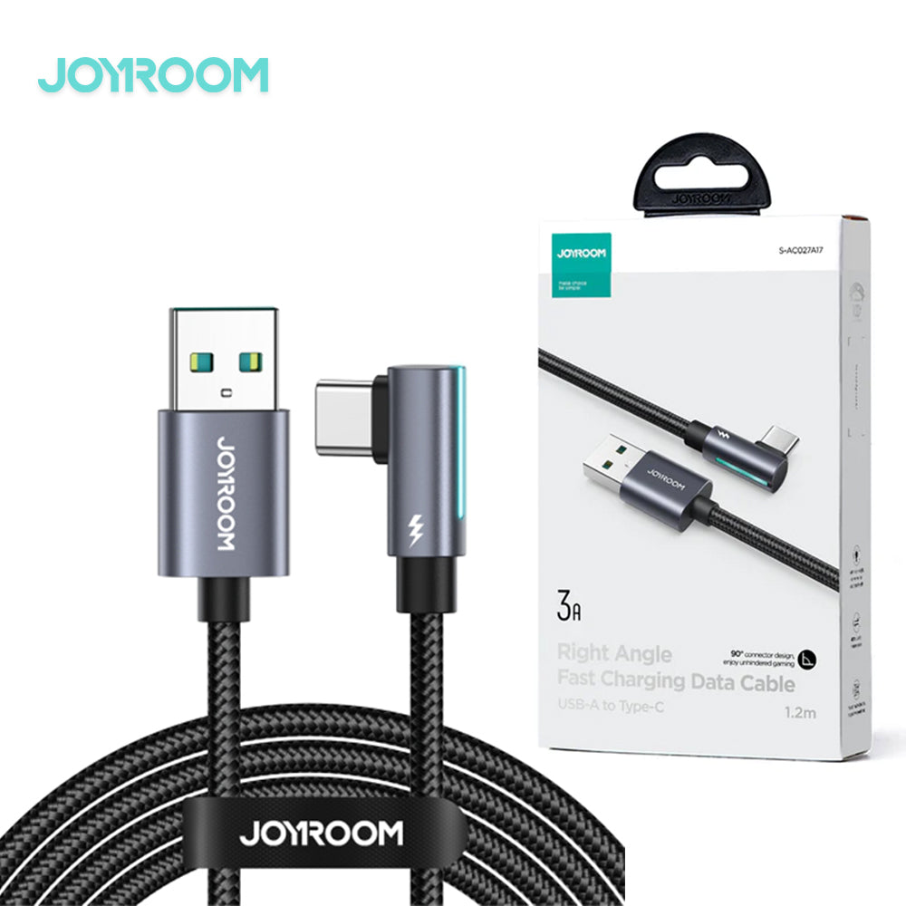 Joyroom S-Ac027a17 Smoothgame Series 3a Usb-A To Type-C Right Angle Fast Charging Data Cable 1.2m-Black