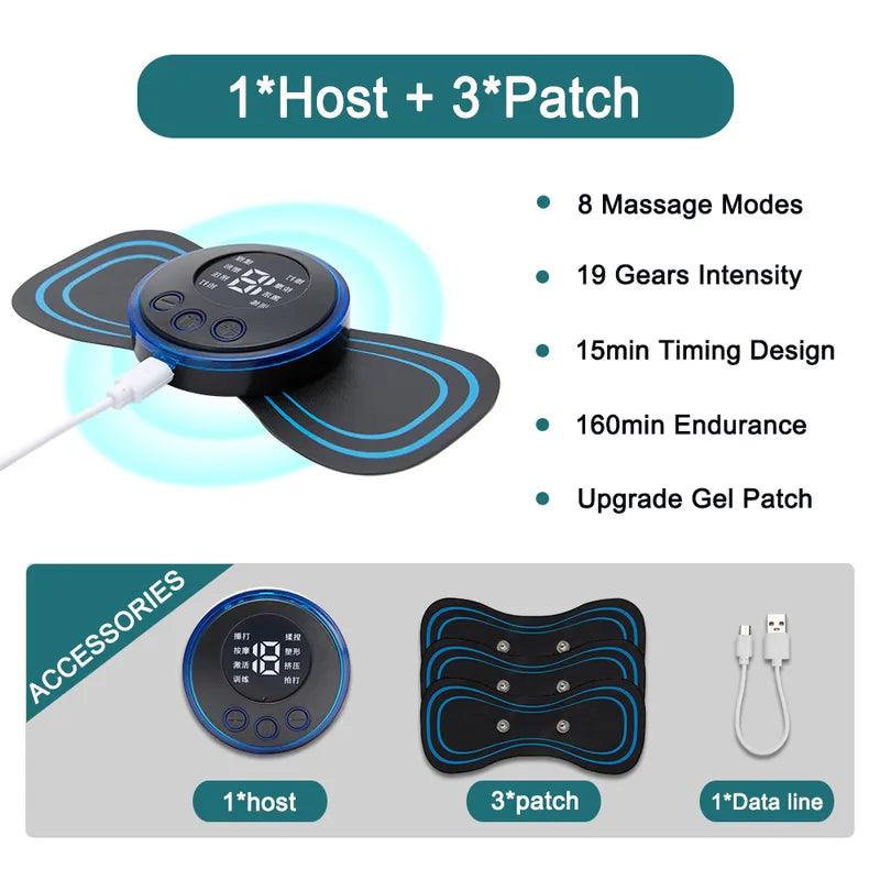 Muscle Stimulator 8 Pads, Tens Ems Unit With 6 Modes 19 Intensities Massage  Patches, Dual Channel Rechargeable Tens Machine For Muscle Relaxation,  Suitable For Home Use By Men And Women
