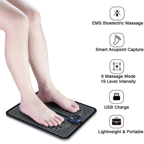 Portable Foldable Electric EMS Foot Massager Pad Muscle Stimulation Improve Blood Circulation Relief Pain Relax Feet
