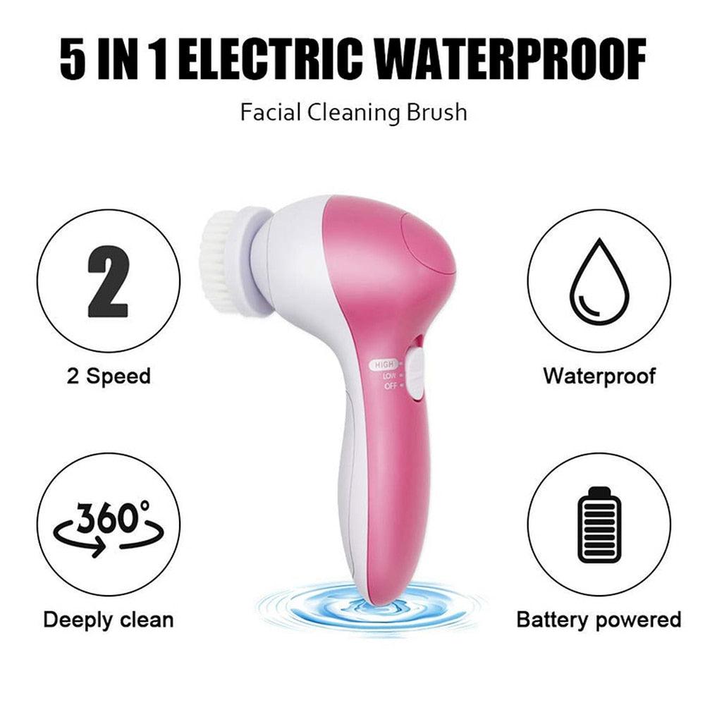 5 in 1 Electric Facial Cleanser Wash Face Cleaning Machine Skin Pore Cleaner Body Cleansing Massage